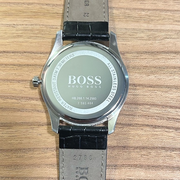 Boss Watch With 40mm Silver Chronograph Face & Black Leather Band - Picture 2 of 5